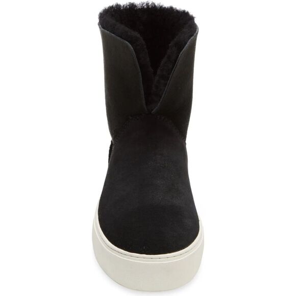 UGG Women Black Suede Lamb Fur Lined Lynus Pull-On Winter Ankle Booties Size 5 - Picture 2 of 6